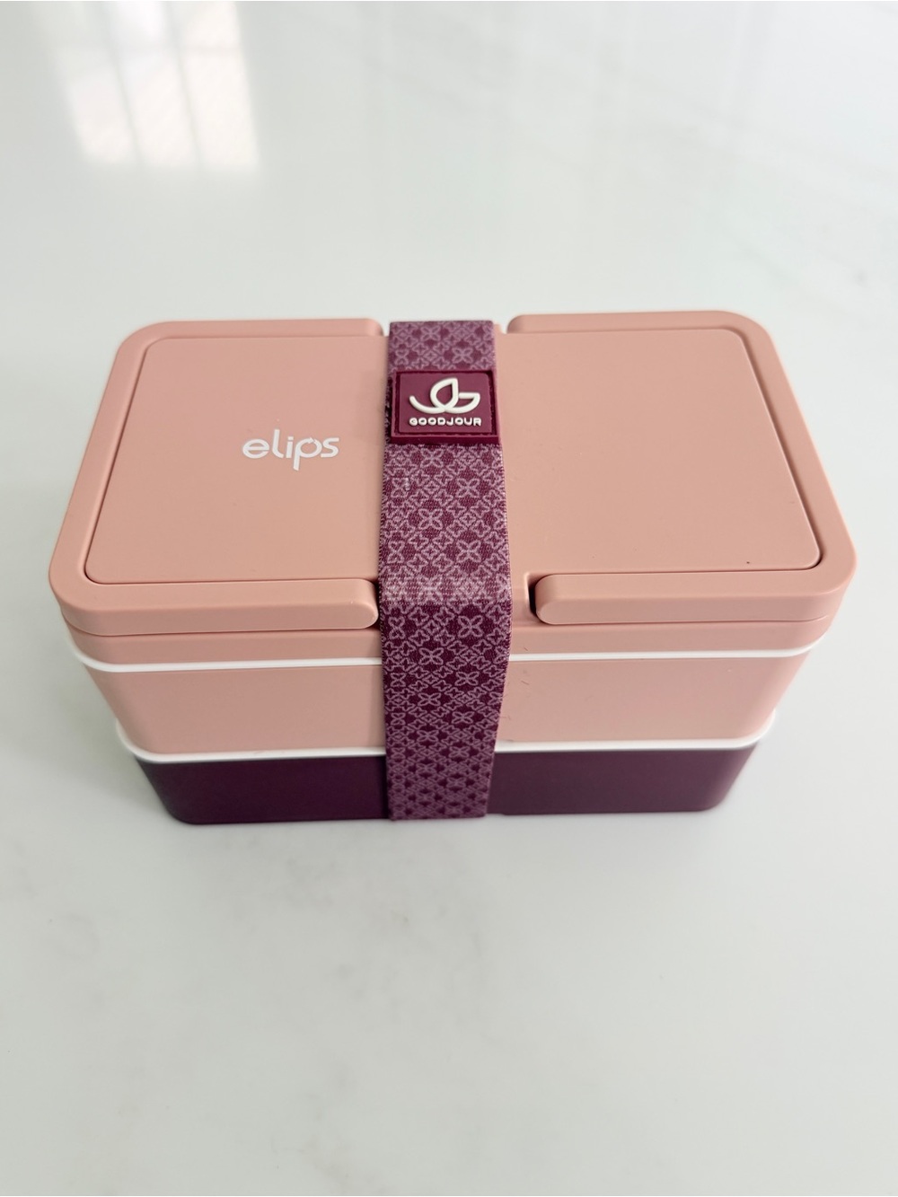 Goodjour elips Tender Double Compartment Bento Lunch Box Pink purple France nWOT